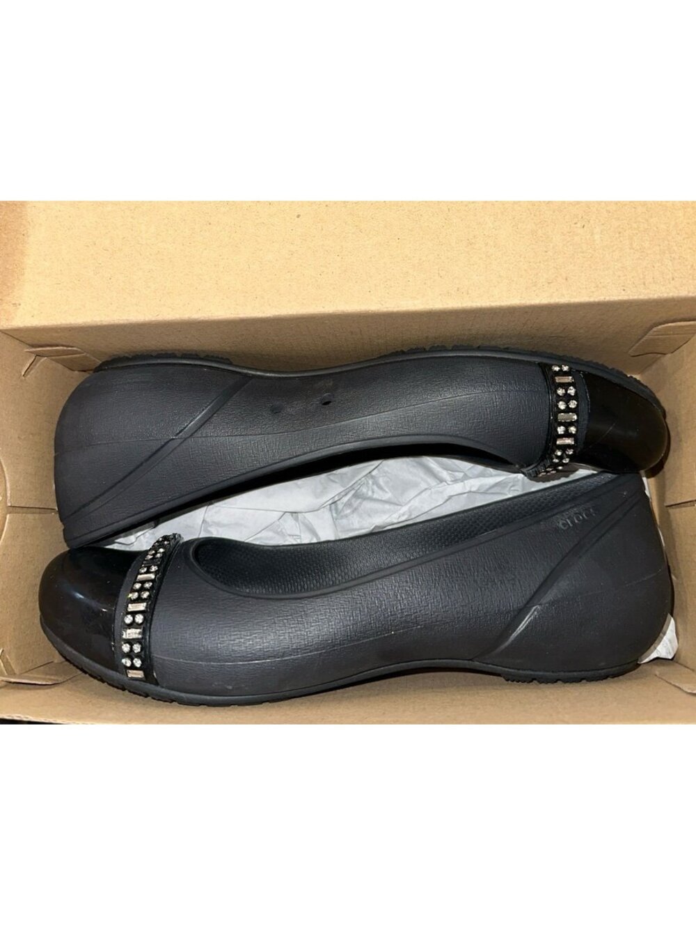 EUC Crocs black flats size 9